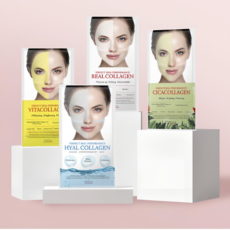 DERMAFIX Настоящая коллагеновая маска/4 типа/Укрепляющая, Успокаивающая, Осветляющая, Увлажняющая