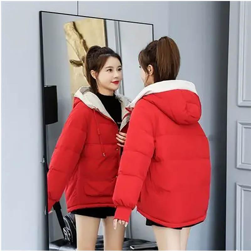 Women Down Padded Jacket Female Winter Student Korean Version Short Padded Jacket Loose Thick Jacket Parka Hooded Coat