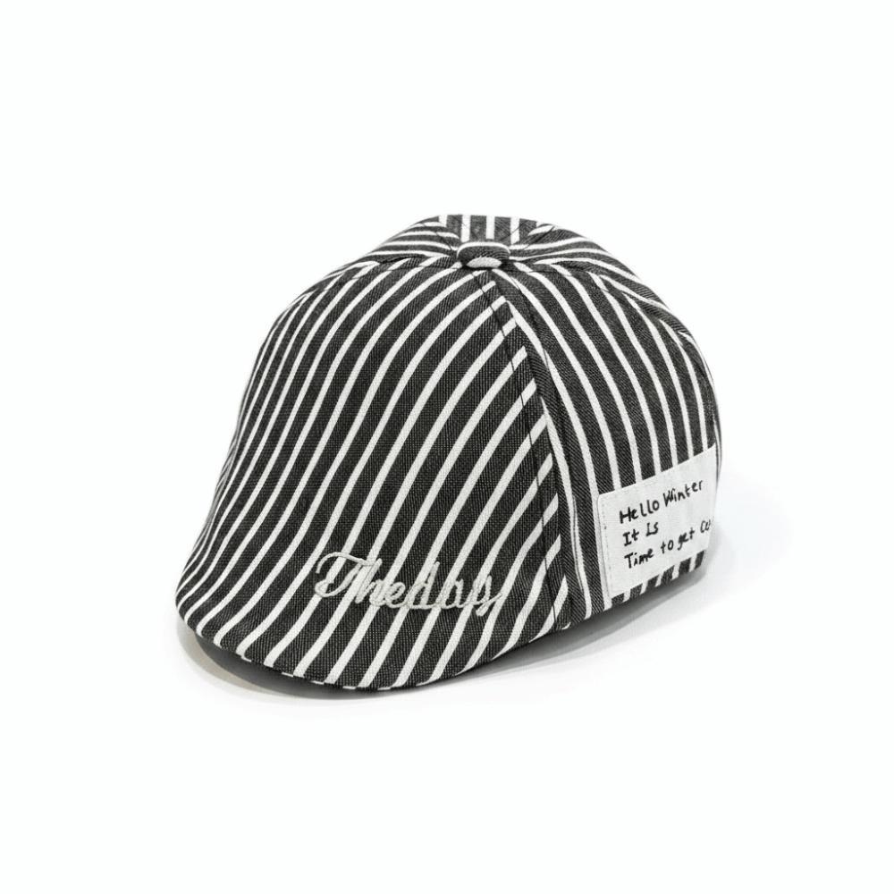 Striped Design Baby Beret Hat Letter Embroidery Peaked Cap Newsboy Cap for 5 to 24 Months Baby