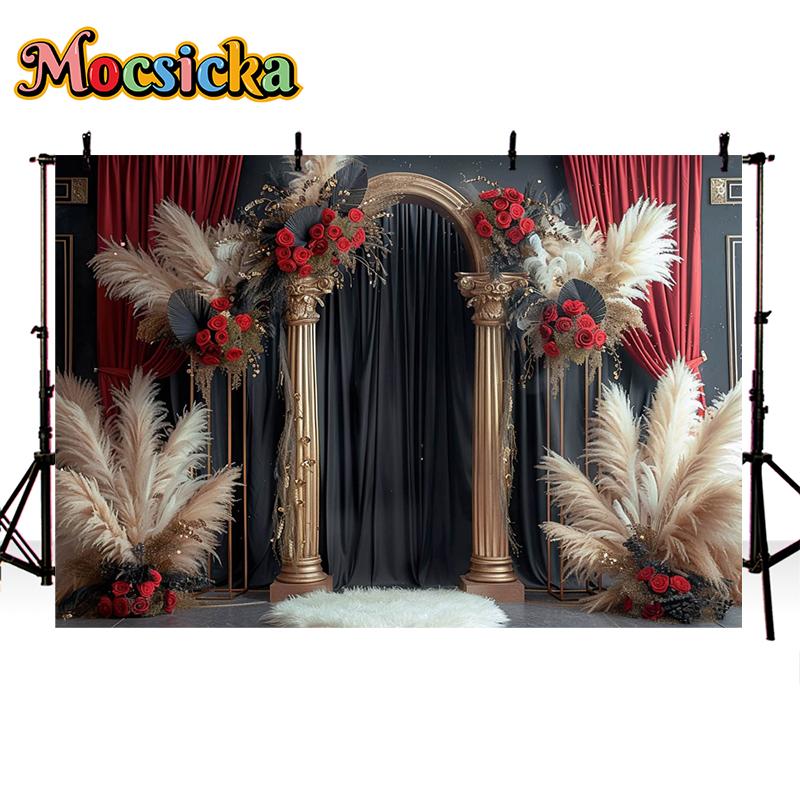 Mocsicka Photography Background Wedding Adult Birthday Portrait Bohemian Vintage Palace Rose Floral Decor Backdrop Photo Studio