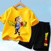 2026 Anime Cool Goku Dragon Ball Z Boys CosPlay Short Sleeve Shorts with Pocket Beach Pants Breathable T-shirt Kids Suit