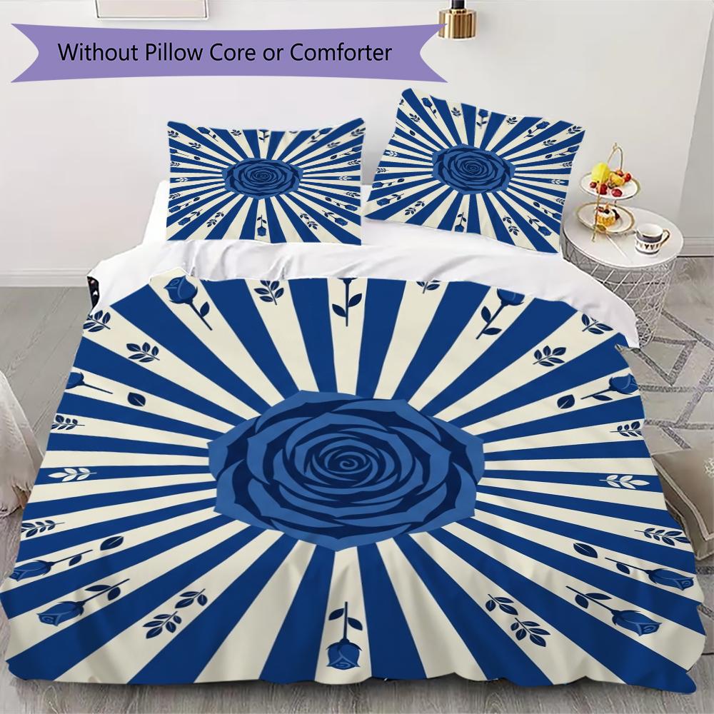 Rose Pattern Bedding uilt Set uilt Cover Pillowcase Home Decoration Birthday Gift (1 * duvet cover + 2 * pillowcase  without core)54