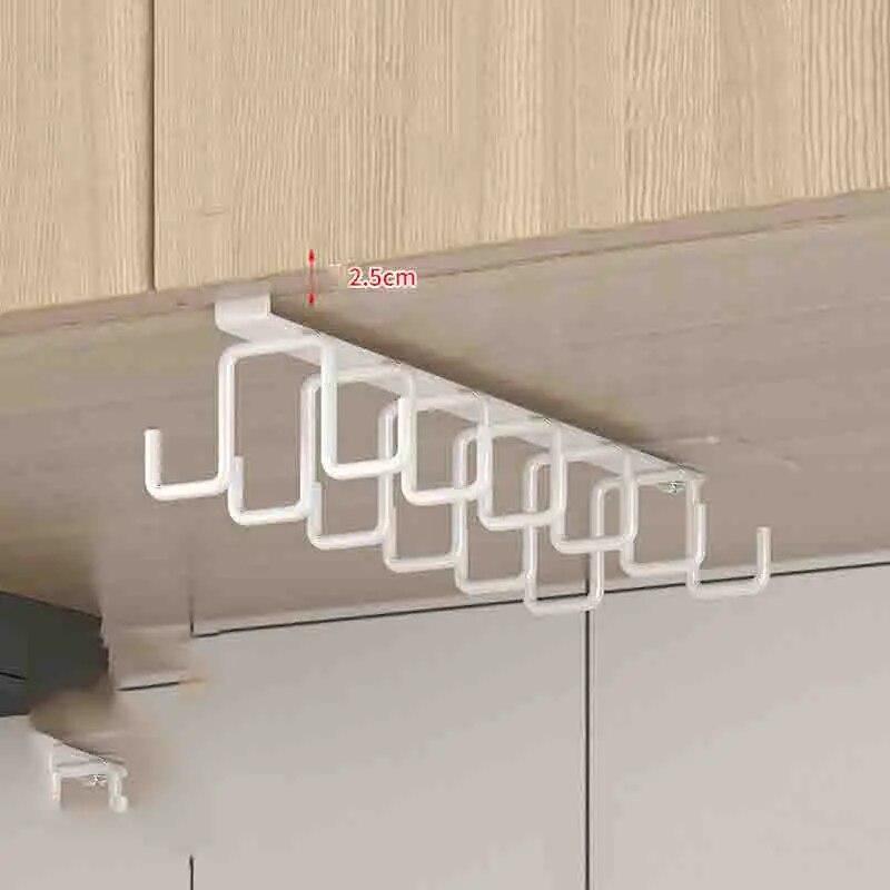 1PC Punch-free Kitchen Hook Rack Iron Double-row Hook Hanging Kitchen Utensil Rack Spoon And Shovel Rack Hanging Hook