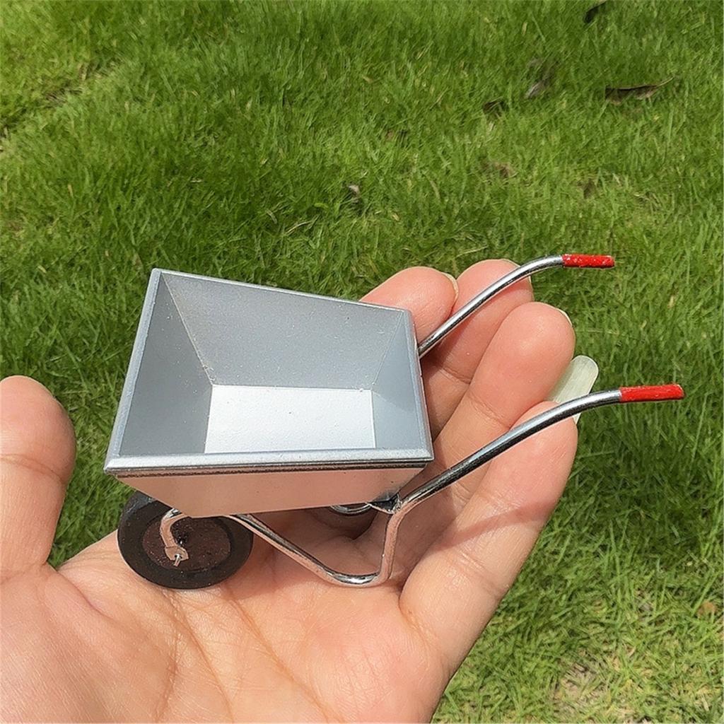 1/12 Scale Miniature Iron Garden Cart Model Figure For Outdoor Dollhouse Scene And Creative Landscaping Accessory