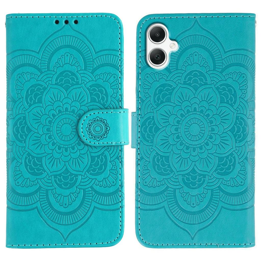 For Samsung Galaxy A06 4G/5G/A07 Case PU Leather Mandala Imprinted Design Wallet Phone Cover with Wrist Strap