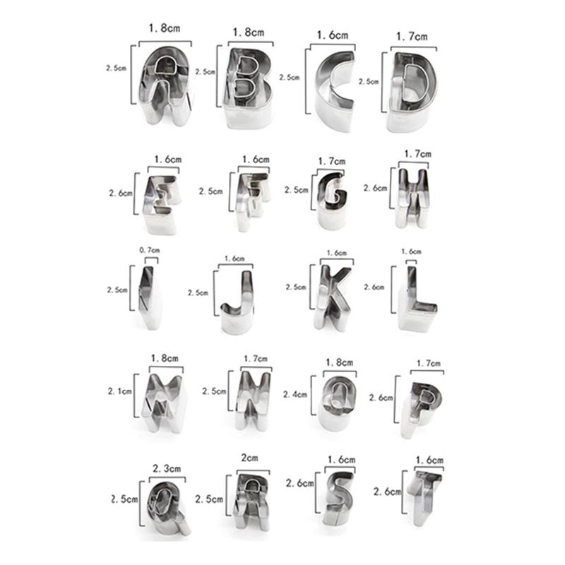 26 Alphabet Cookies Cutters Stainless Steel A-Z Mini Shape Biscuits Mold (BPA Free, No FDA)