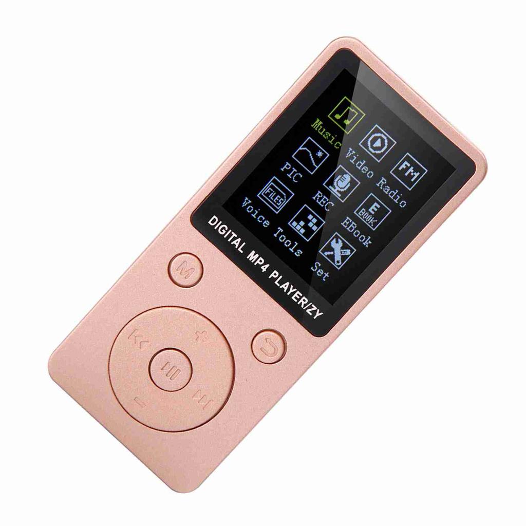 Portable Screen MP4 Music Player Support 32GB TF Card with Headphone Long Standby Time Rose Gold