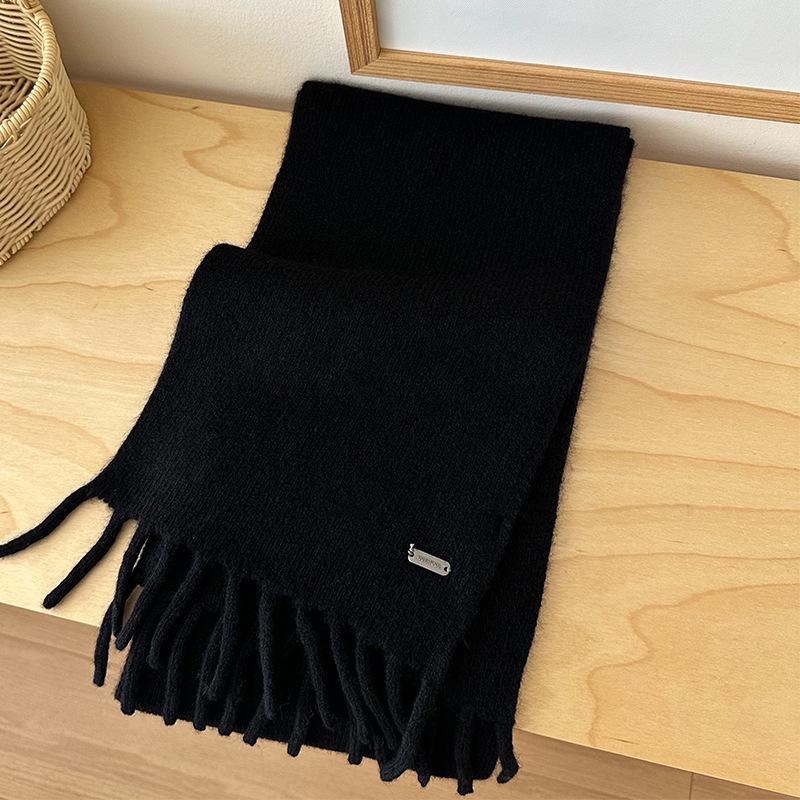 Scarf Women's High-end Tassel Warm Short Pure Wool Small Scarf Men