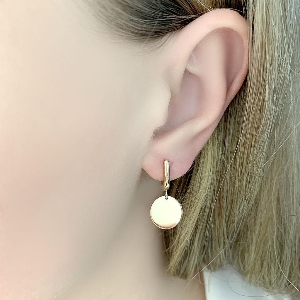 Золотые серьги подвески с монетками английский замок 585 пробы красное золото без камней (2073314)