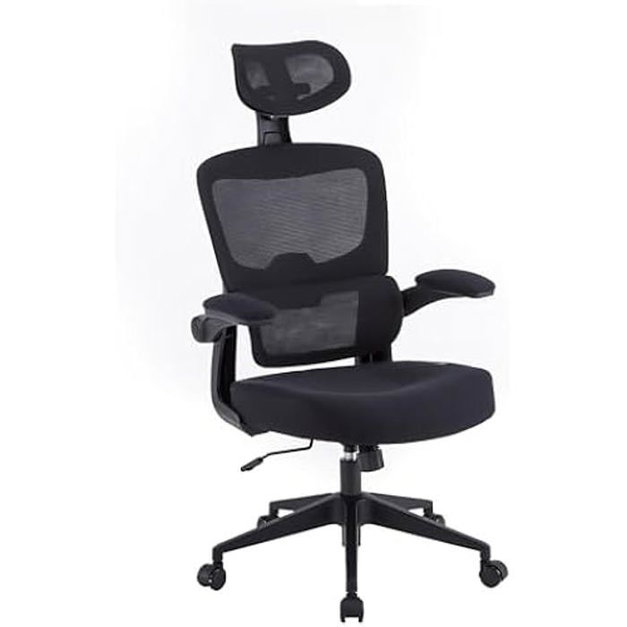 Chaise de bureau ergonomique - woxter - ergo black - réglable en hauteur - accoudoirs - tissu respirant