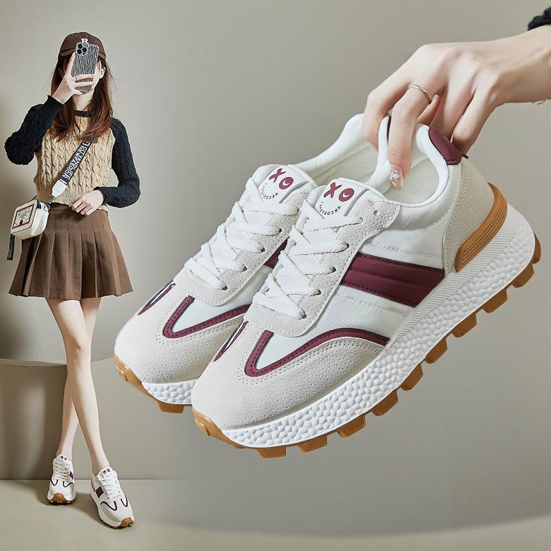 Women's Lightweight Running Shoes Fashion Anti-slip Lace-Up Faux Leather Sneakers Casual Walking Tennis Athletic Workout Gym Jogging Shoes for Women