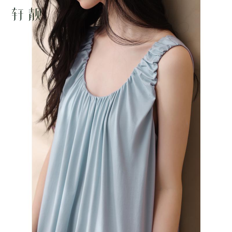 Xuan Liang [with chest cushion] Tencel cotton nightgown for women in summer, thin suspender long skirt, sexy and beautiful back sleepwear, home wear