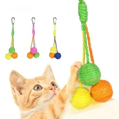Игрушка для кошек, когтеточка, подвесной мячик из сизаля со встроенным колокольчиком, интерактивная игрушка, товары для животных, игрушки для кошек, товары для домашних животных