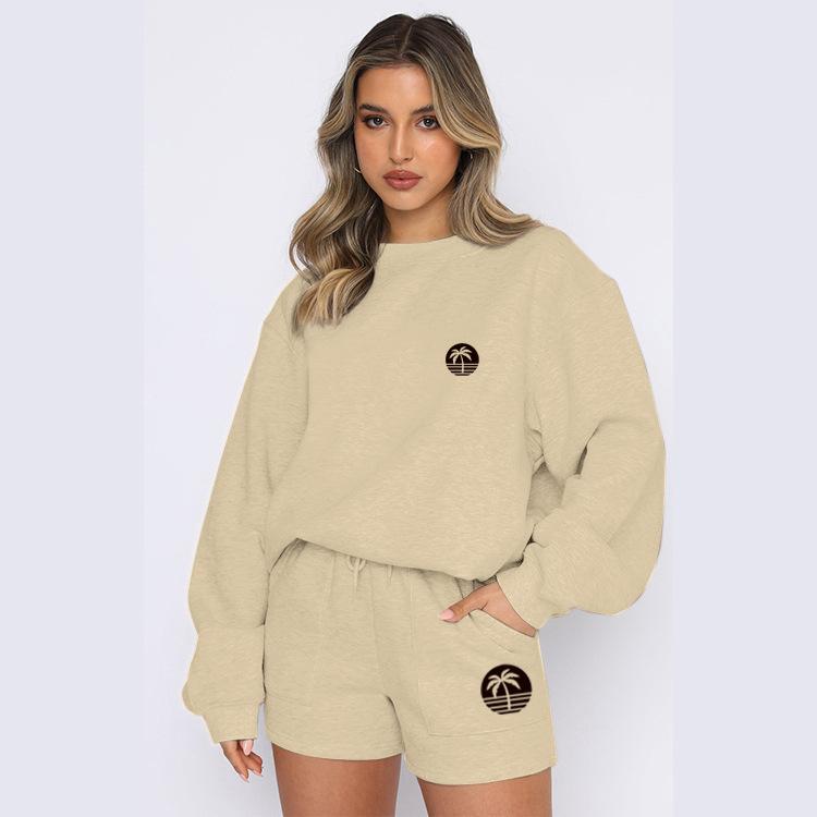2026 autumn and winter new American Spice Girl gray crew neck shorts sweater jacket small casual suit