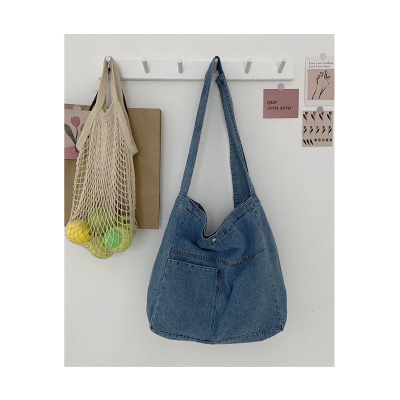 Джинсовая сумка из стираной джинсовой сумки, большая вместительная сумка-мессенджер, студенческая сумка, женская парусиновая сумка, простая сумка через плечо