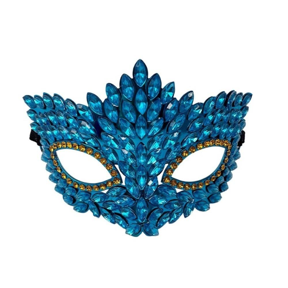 Marquise Shape Half Face Mask Luxury Sparkly Crystal Masquerade Mask Flame Leaf Elastic Rhinestone Half Mask Evening Party