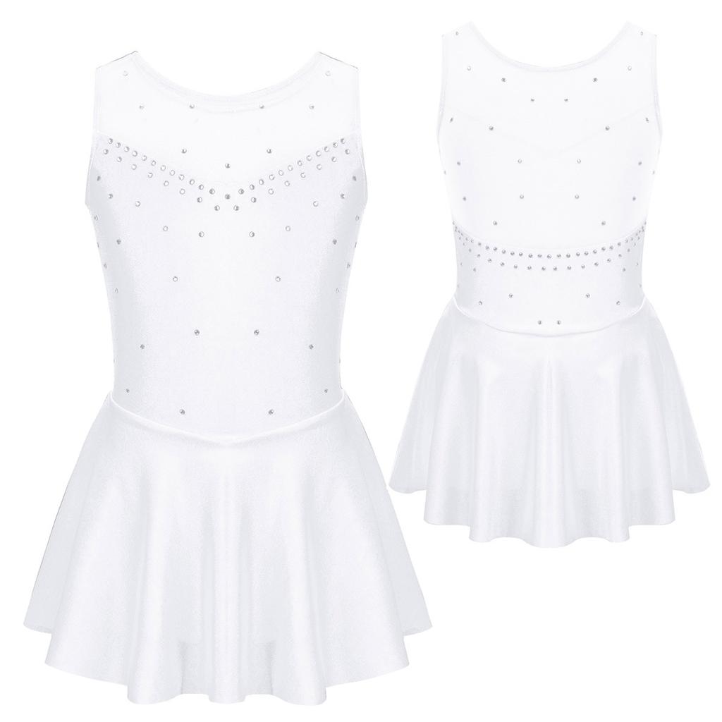 Детские блестящие стразы без рукавов для девочек, костюмы для катания на роликовых коньках, балетное танцевальное трико, платье