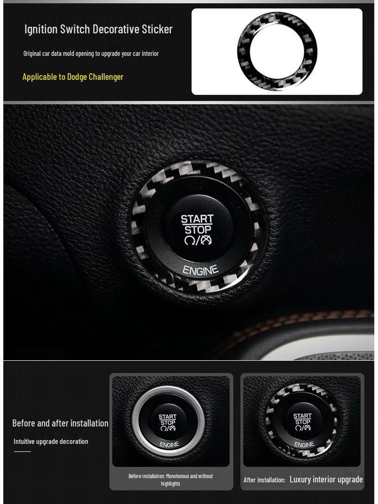 Комплект для обновления интерьера из углеволокна для Dodge Challenger - Рулевое колесо, Дверь, Консоль, Наклейки на фары