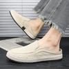 Men's Casual Canvas Loafers Flat-bottom Outdoor Solid Color Shoes Breathable Linen Shoes for Men Non Slip and Odor Proof Soft Soled Board Shoes
