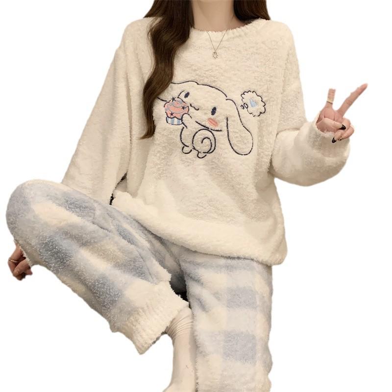 Женский уютный флисовый зимний пижамный комплект - Мягкий, Плотный и Теплый