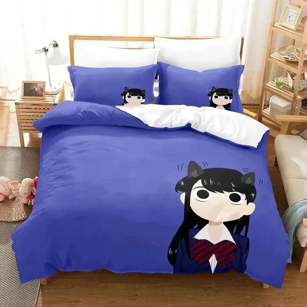 3D Print Anime Komi Can't Communicate Comfortable Duvet Cover Pillowcase Bedding Set Children Bedroom Decoration Home Textile