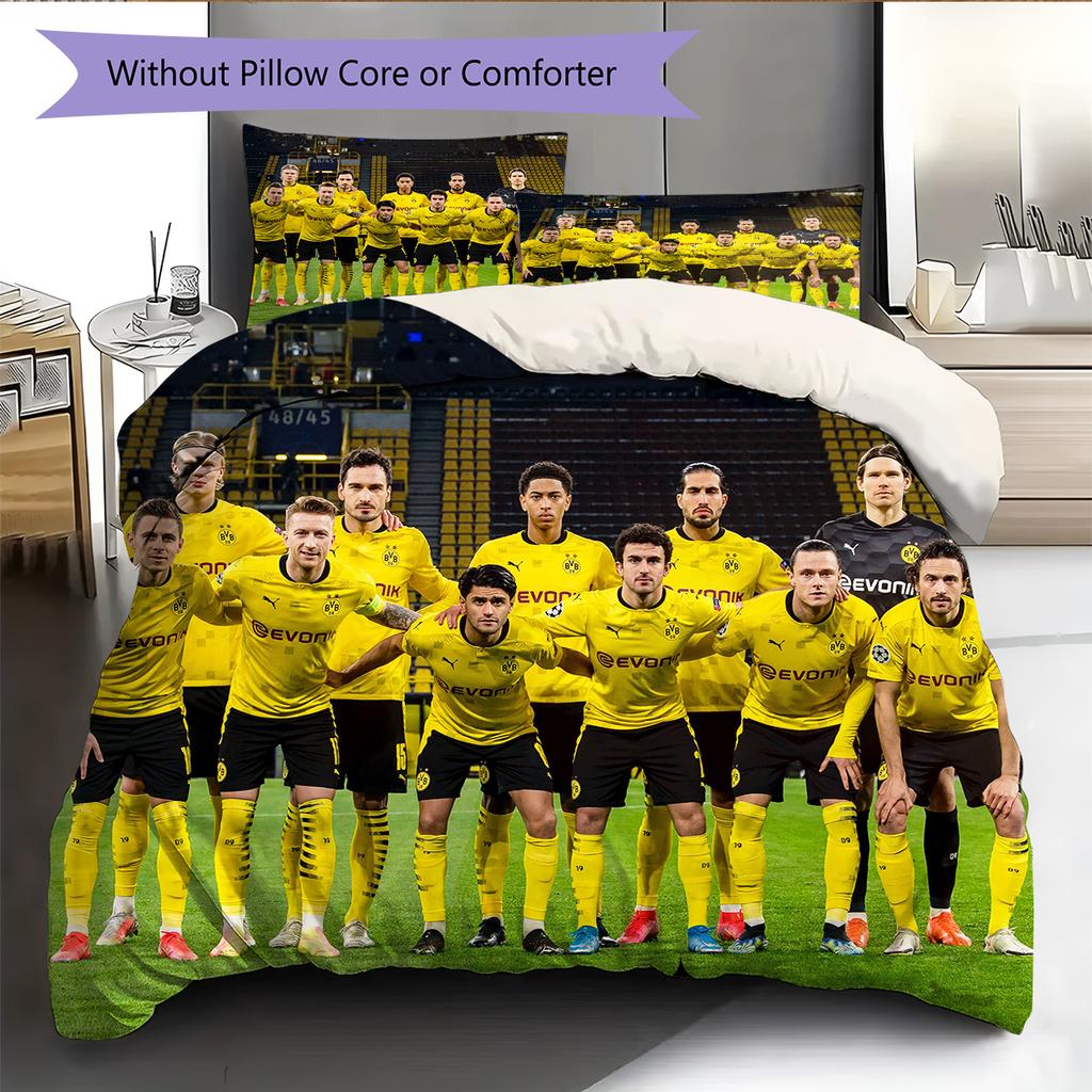 Dortmund Pattern Bedding Home Decoration Birthday Gift (1 * duvet cover + 2 * pillowcase, without core)