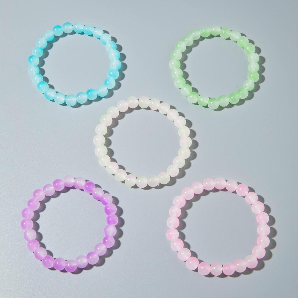 Cross Border Fashion Versatile Color Blended Glass Bead Bracelet for Women's Summer Coolness Jewelry Bead Bracelet Set