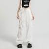 Women Casual Cargo Pants Drawstring Wide Leg Solid High Waist Streetwear Overalls Lightweight Loose Trousers for Daily Club Outdoor Jogging