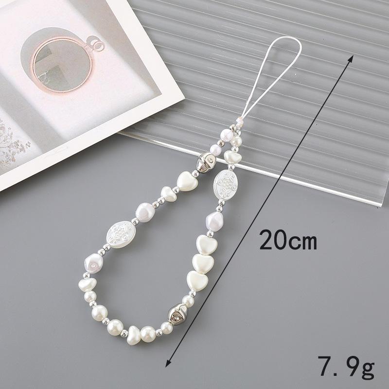 Korean Love Heart Beaded Phone Chain & Keychain Set for Women