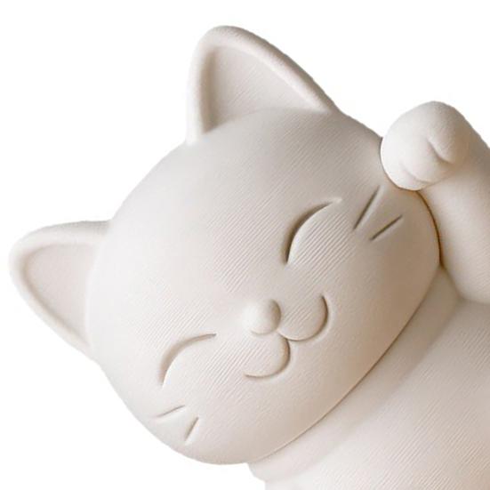 3D-печатная статуэтка кошки-удачи, милая белая фигурка Манеки, мини-украшение «Кот-приманка» матового белого цвета для домашнего стола, спальни, праздников, дней рождения