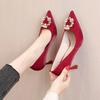 Spring and Autumn New Bridesmaid Bride Wedding Shoes Pointed Pearl Water Diamond Fine Heel Shoes 35--40