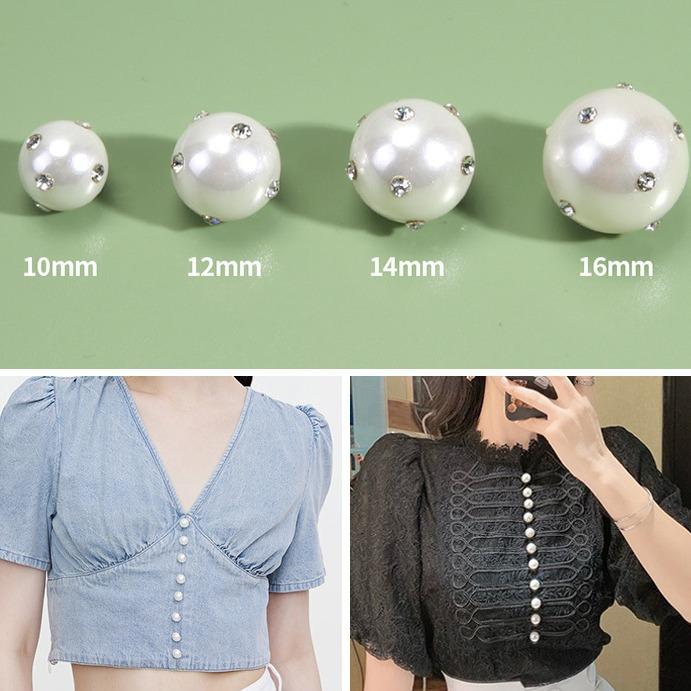 Жемчужная бриллиантовая пуговица Женская рубашка Высококачественные аксессуары для пуговиц Универсальная круглая рубашка-свитер Кардиган Маленькая пуговица