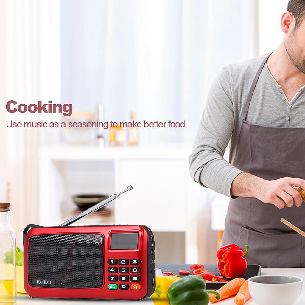 Rolton W405 FM Digital Radio Portable USB Wired Computer Speaker HiFi Stereo Receiver W/ Flashlight