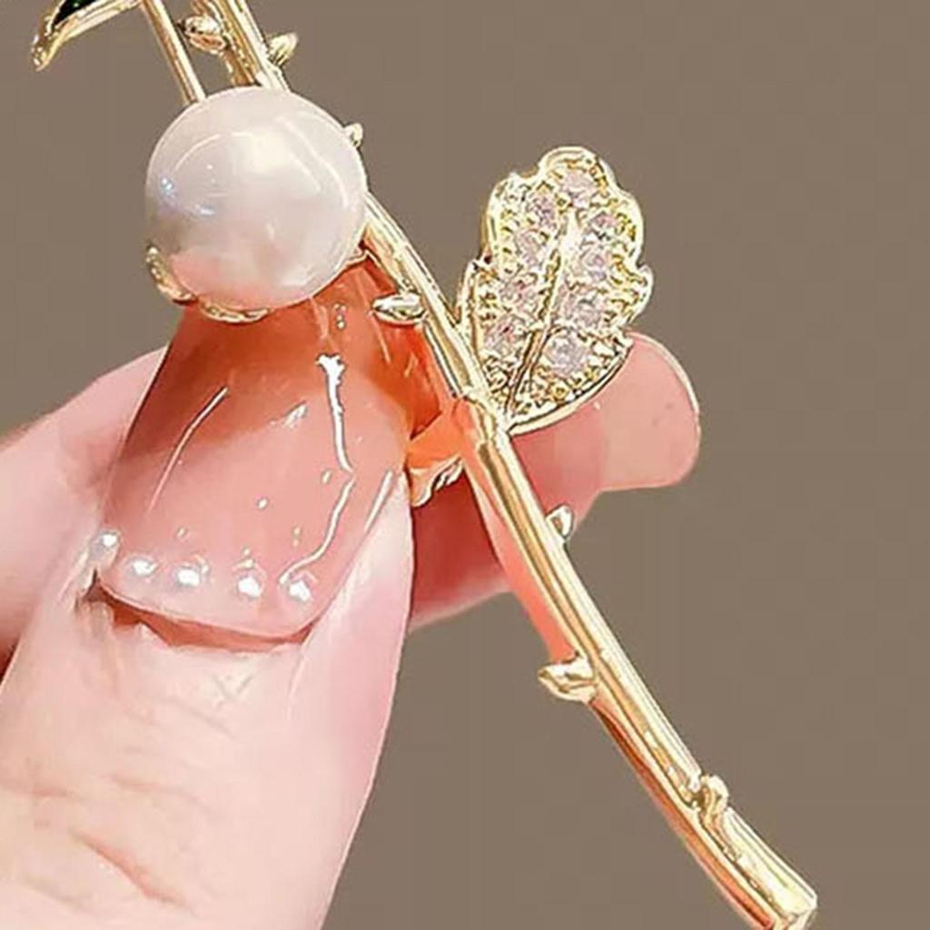 Elegant Rose Flower Shape Brooch Rhinestones Inlaid Faux Pearl Pin Bouquet Suit Lapel Badge Women Wedding Coat Accessories