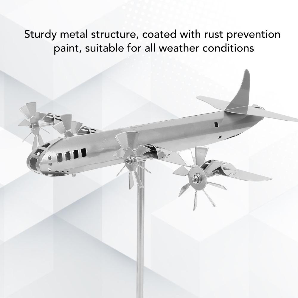 8pcs Iron Metal Wind Spinner Silver Garden Windmill Decor Airplane Windmill Garden Yard Patio
