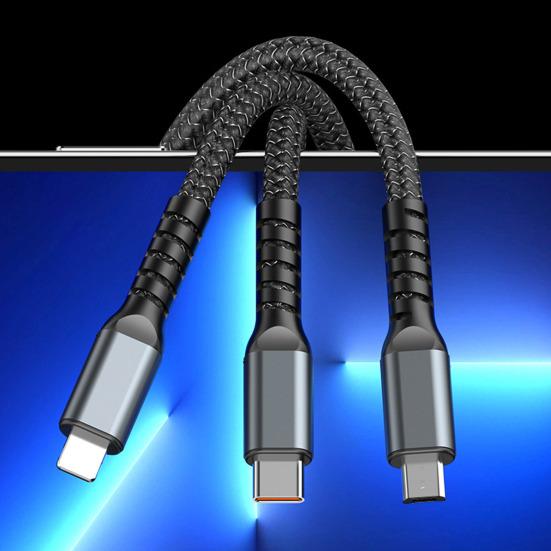 Зарядный кабель для быстрой зарядки, 100 Вт, мульти-нейлоновый кабель, плетеный, несколько USB-кабелей, универсальный, 3 дюйма