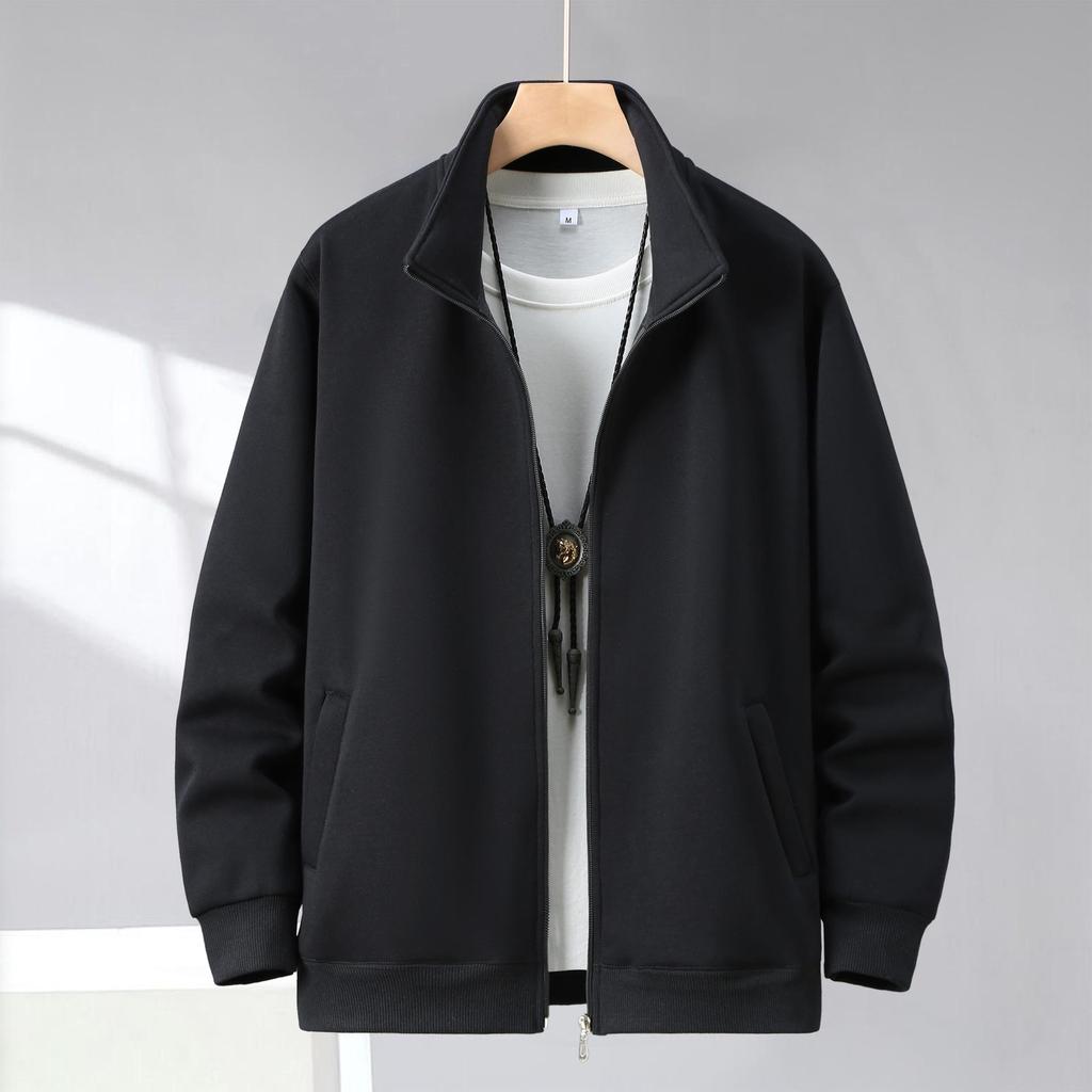 Men's Winter Stand-Up Collar Cardigan Coat - Simple, Fashionable, Long Sleeve