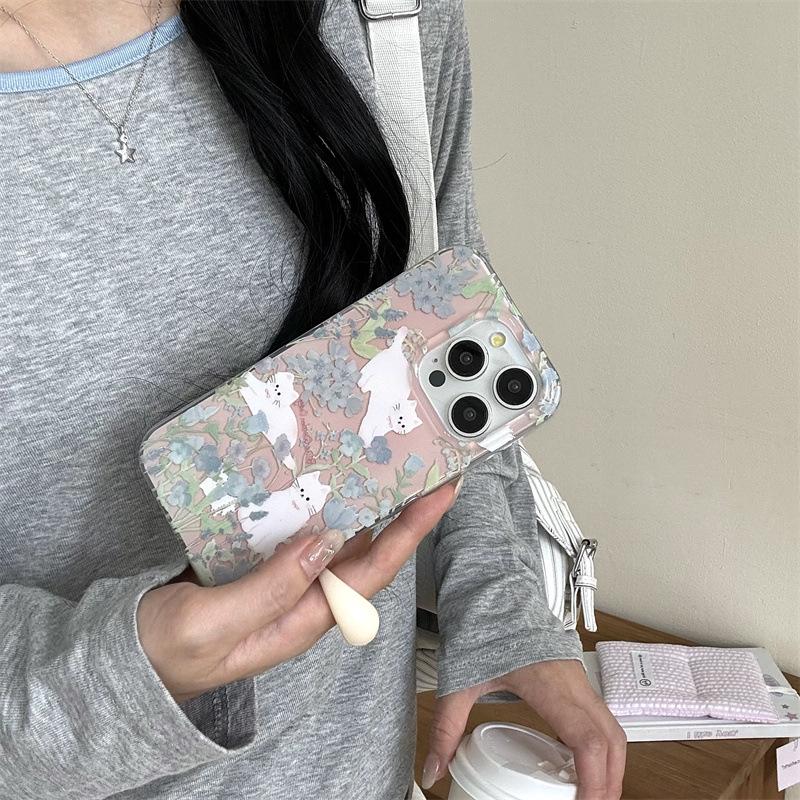 Чехол для телефона с дизайном «Весенний цветок и кот» для iPhone 16/17 Promax