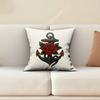 Compass Anchor Nautical Sailor Captain Pillow Cover Cushion Case Sofa Couch Home Gaming Room Decoration