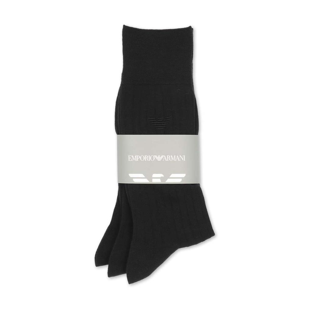 [Emporio Armani] Набор из 3 пар Мужские носки-гольфы Emporio Armani с логотипом-орлом для бизнеса 92312722 (Япония, Размеры в см, 25,0 см, 27,0 см, 01. Черный, Серый, Нав