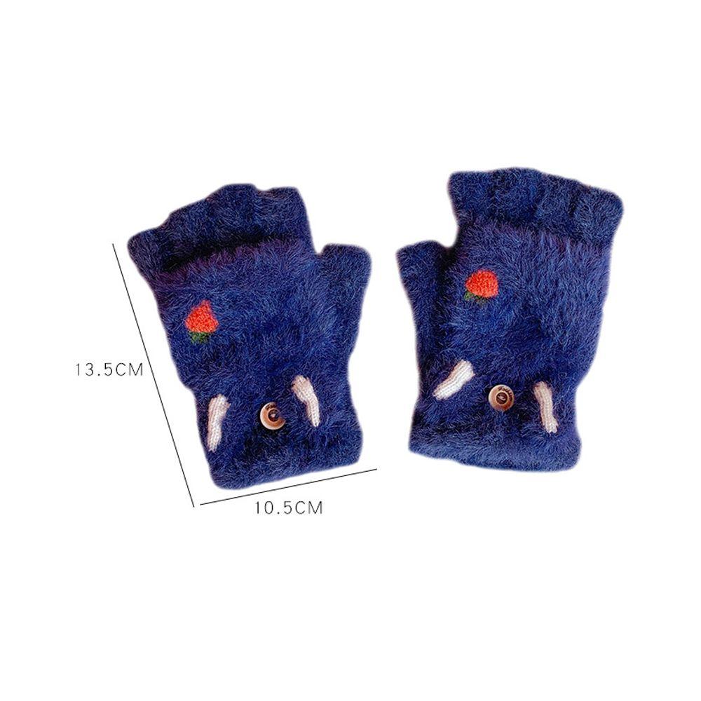 Driving Children Plush Winter Fingerless Strawberry Half Finger Gloves Korean Mittens Women Gloves
