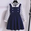 "Girls' Knitted Princess Sweater Dress - Autumn/Winter Fake Two-Piece Style"