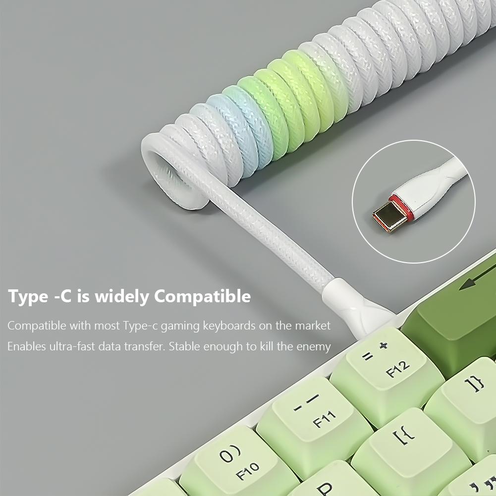 Кабель Type-C на USB Aviator 2 в 1 1,8 м Плетеный Спиральный Авиационный Провод Быстрая Передача Спиральный Кабель Аксессуары для Механической Клавиатуры