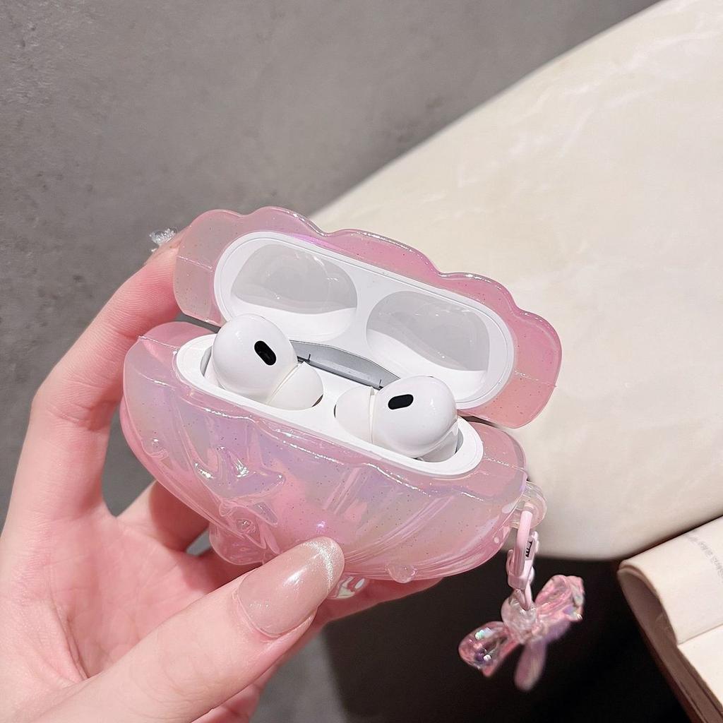 Чехол-ракушка с блестками для Apple AirPods 4 Защитный чехол для наушников AirPods Pro 3 2 Зарядный чехол для AirPods 3 2 1