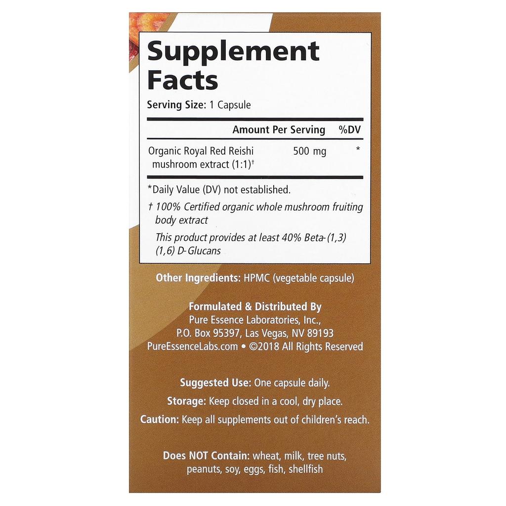 My Pure, Reishi Mushroom, 500Mg, 30 Veggie Caps