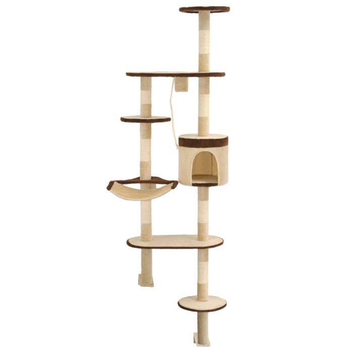 VidaXL Cat Tree In Sisal Wall-Mounted 194 Cm Beige and Brown