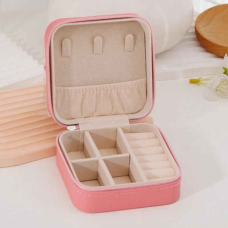 Mini PU Jewelry Box - Portable Ring Earring Organizer Case, Small Jewelry Storage Pouch for Travel & Home Use