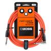 BOSS BIC-10A-OR Guitar Cable, Orange, 3m, L-Shaped To Straight, Oxygen-Free Braided Cable