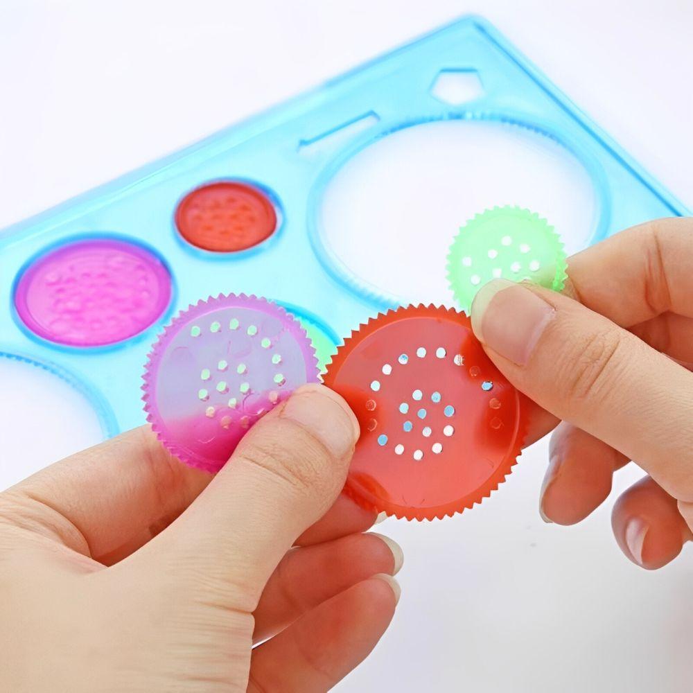 1 Set Plastic Spirograph Drawing Kit Include 1 Set Spirograph & 1pcs Six-color Ballpoint Pen Colorful Doodle Gift YMY