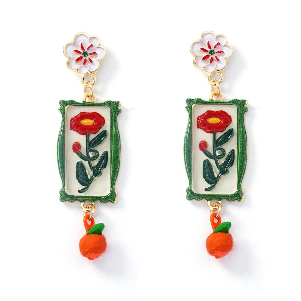 Charm Metal Geometric Stud Earrings Painting Bohemian Dangle Earring Gift